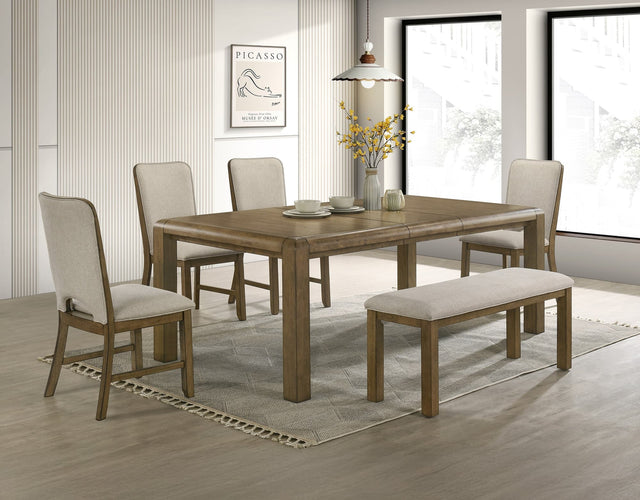 Main view of Cockrell Light Brown Rectangular Dining Room Set with table and chairs