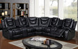 Jordan2021 reclining sectional sofa in black leather gel, front angle