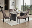 main view of Vega dining set with brown black faux marble tabletop