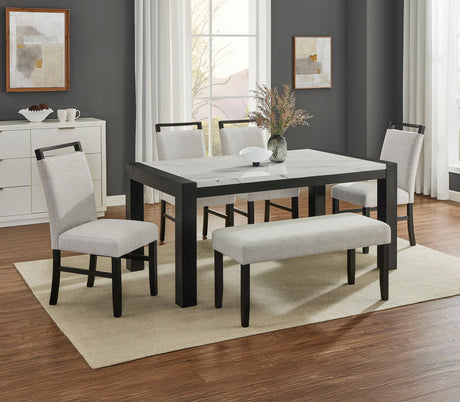 Jules Light Gray Faux Marble Dining Room Set main view