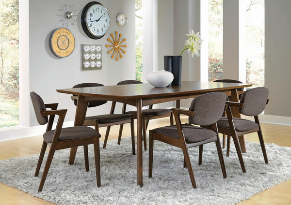 Main view of Malone Dark Walnut rectangular dining room set with table and upholstered chairs