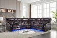 Batman Espresso power reclining sectional sofa, side view with reclined seat