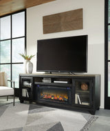 Foyland 83 inch TV stand with electric fireplace front view