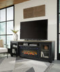 Foyland 83 inch TV stand with electric fireplace front view