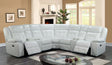 Amazon2024 white leather gel power reclining sectional sofa front angle