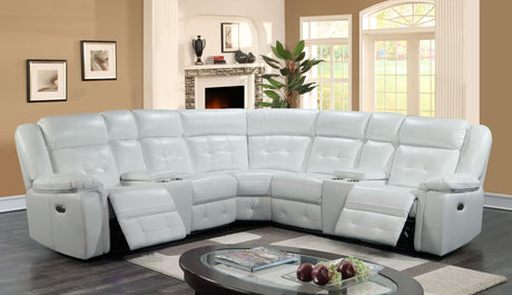 Amazon2024 white leather gel power reclining sectional sofa front angle
