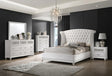 main view of Barzini White Wingback Tufted Bedroom Set bed
