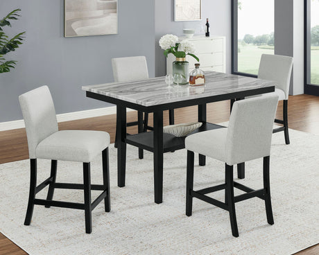 Marbel Light Gray Faux Marble Counter Height Dining Set front view