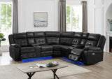 Amazon2026 black leather gel power reclining sectional front angle