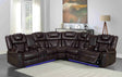Alexa2023 brown leather reclining sectional sofa front angle view