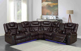 Alexa2023 brown leather reclining sectional sofa front angle view