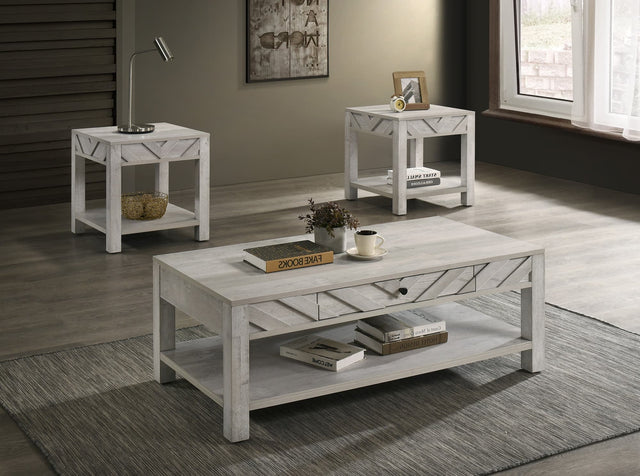 Valor Light Gray 3-Piece Coffee Table Set front view