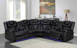 Alexa2023 black leather reclining sectional sofa front view