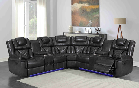 Alexa2023 Grey Reclining Sectional sofa front view