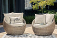 Danson Beige Outdoor Swivel Lounge Chair with Cushion front view