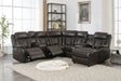 Champion brown reclining leather sectional front angle
