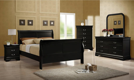 Louis Philippe Cappuccino Panel Sleigh Bedroom Set front view of bed