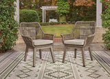 Beach Front Beige Outdoor Arm Chair with Cushion - angled view