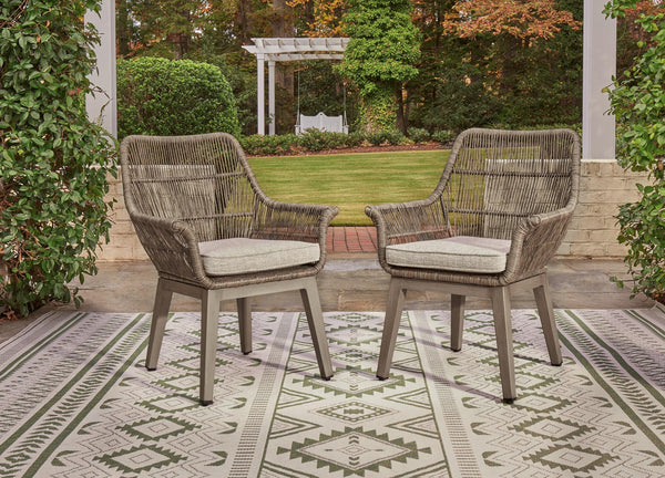 Beach Front Beige Outdoor Arm Chair with Cushion - angled view