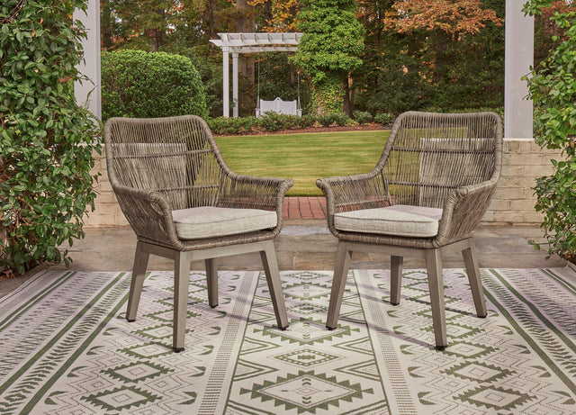 Beach Front Beige Outdoor Arm Chair with Cushion - angled view