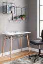 Jaspeni White and Natural Home Office Desk - angled side view