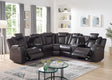 Spaceship espresso leather gel power reclining sectional sofa front view