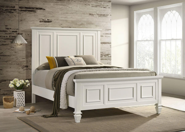 Sandy Beach White High Headboard Panel Bedroom Set bed main view