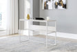 Deznee White Home Office Desk front angle view