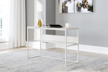 Deznee White Home Office Desk front angle view