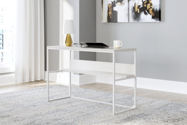 Deznee White Home Office Desk front angle view