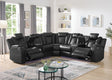 Spaceship Black Power Reclining Sectional front view with LED lighting