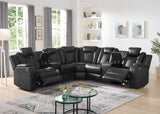 Spaceship Black Power Reclining Sectional front view with LED lighting