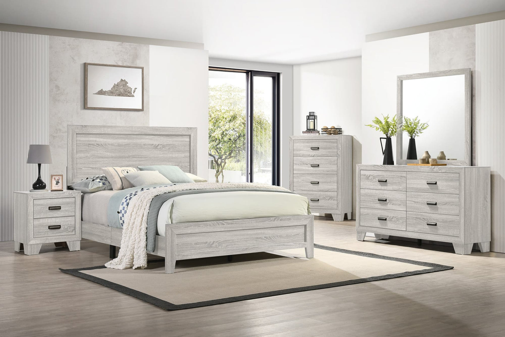 Millie White panel twin bed front view