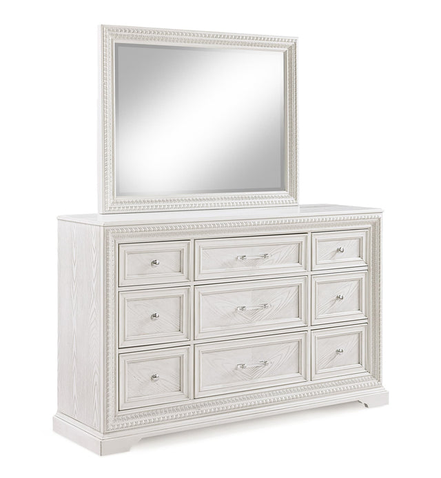 Alexandria white dresser angled view