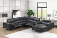 Milano Black 6-Piece Power Reclining Sectional front view showing power recliners