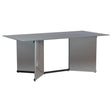 Emery 76-inch Rectangular Mirrored Dining Table in Silver angled view