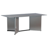Emery 76-inch Rectangular Mirrored Dining Table in Silver angled view
