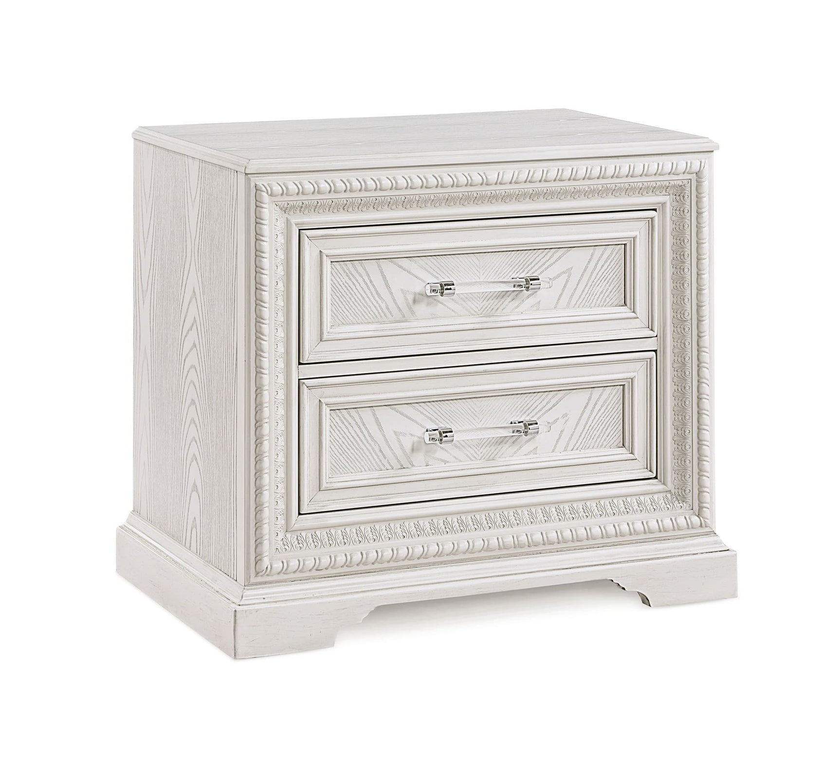Alexandria White Nightstand, angled front view