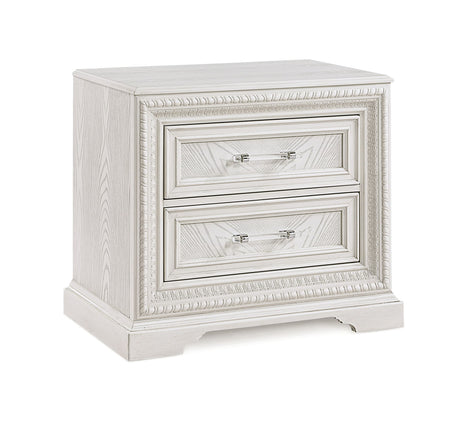 Alexandria White Nightstand, angled front view