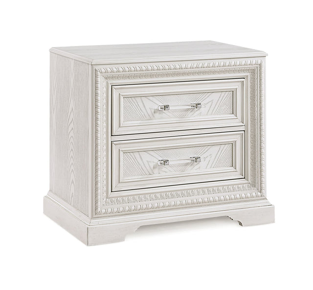 Alexandria White Nightstand, angled front view