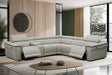 Newyork gray leather power reclining sectional front angle