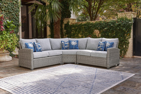 Naples Beach Light Gray 3-Piece Outdoor Sectional front view showing resin wicker and cushions