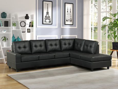 James Black black PU reversible sectional sofa from front angle