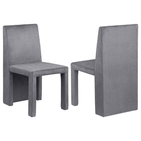 Tordera grey velvet upholstered dining side chair front view