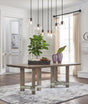 Chrestner Gray Dining Table front view with rectangular top and gray finish