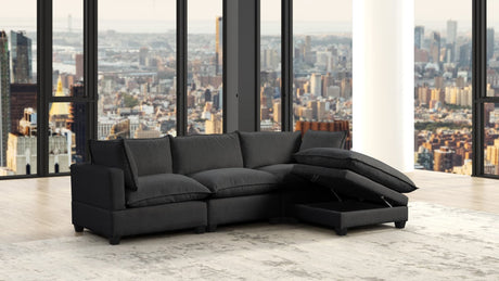 Cloud2 black modular sectional sofa in boucle fabric, front view