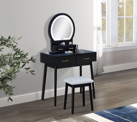 Cecilia Black Vanity Set front view