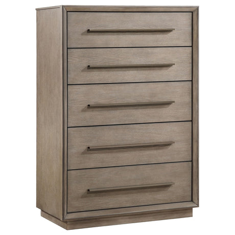Durango 8-drawer bedroom chest washed oak angled front view