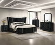 Armany Black Upholstered Wingback Panel Bedroom Set main view showing bed