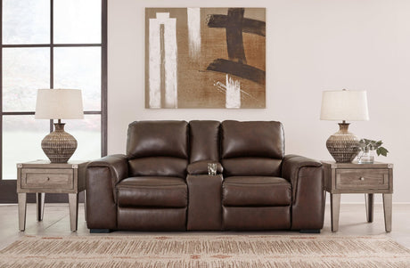 Alessandro Walnut Power Reclining Loveseat front view